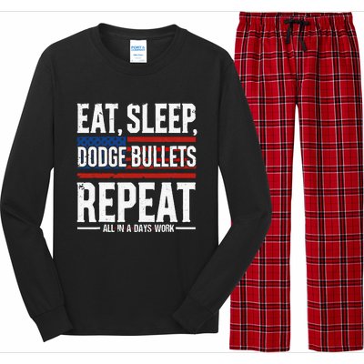 Eat Sleep Dodge Bullets Repeat Military Police Soldier Long Sleeve Pajama Set