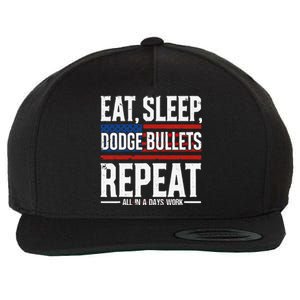 Eat Sleep Dodge Bullets Repeat Military Police Soldier Wool Snapback Cap