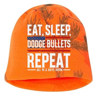 Eat Sleep Dodge Bullets Repeat Military Police Soldier Kati - Camo Knit Beanie