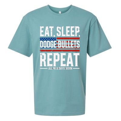 Eat Sleep Dodge Bullets Repeat Military Police Soldier Sueded Cloud Jersey T-Shirt