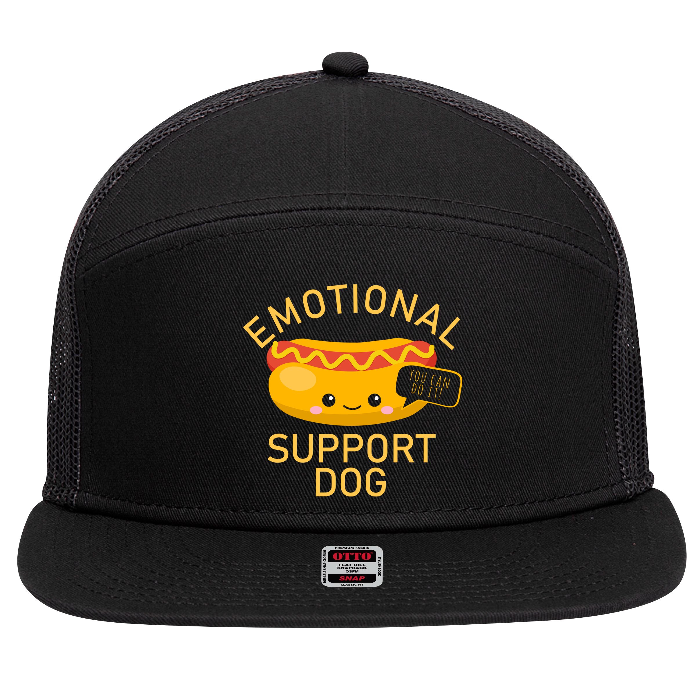 Emotional Support Dog 7 Panel Mesh Trucker Snapback Hat