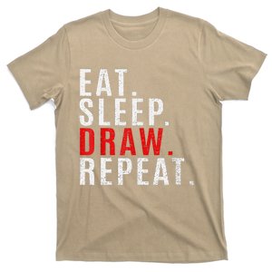 Eat Sleep Draw Repeat Drawing Distressed Artist Funny T-Shirt