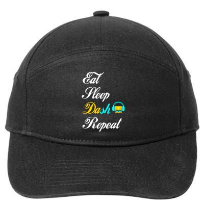 Eat Sleep Dash Repeat Video Game Geometry Video Gamer Gift 7-Panel Snapback Hat