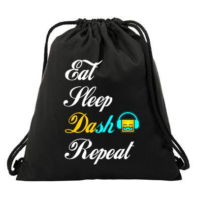 Eat Sleep Dash Repeat Video Game Geometry Video Gamer Gift Drawstring Bag