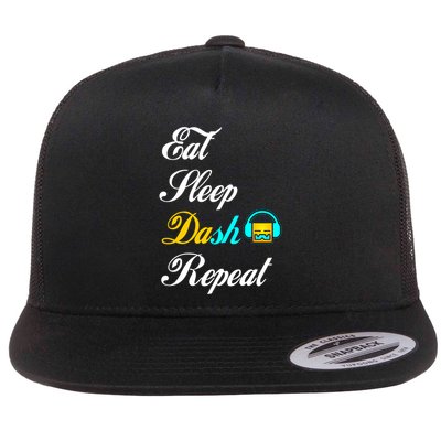 Eat Sleep Dash Repeat Video Game Geometry Video Gamer Gift Flatbill Hat
