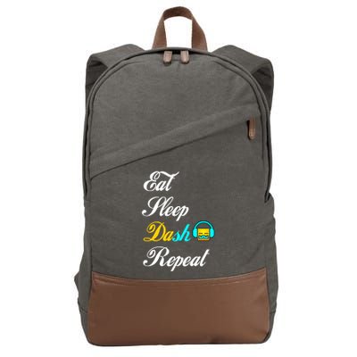 Eat Sleep Dash Repeat Video Game Geometry Video Gamer Gift Cotton Canvas Backpack