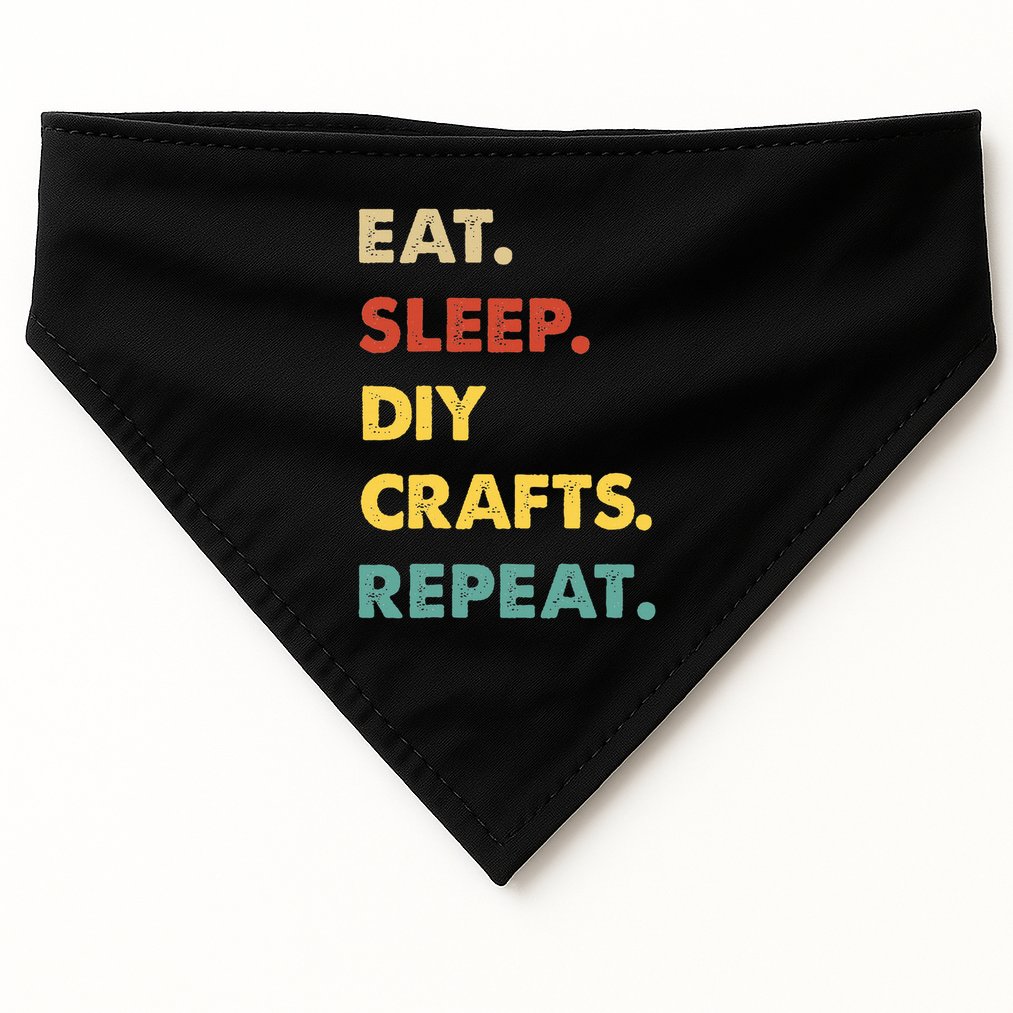 Eat Sleep Diycrafts Repeat Funny Diycrafts Lover USA-Made Doggie Bandana