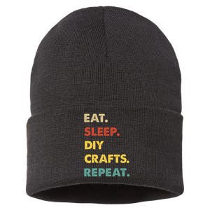 Eat Sleep Diycrafts Repeat Funny Diycrafts Lover Sustainable Knit Beanie