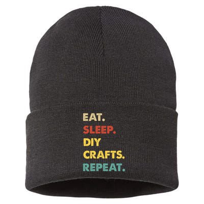 Eat Sleep Diycrafts Repeat Funny Diycrafts Lover Sustainable Knit Beanie