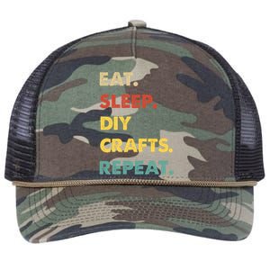 Eat Sleep Diycrafts Repeat Funny Diycrafts Lover Retro Rope Trucker Hat Cap