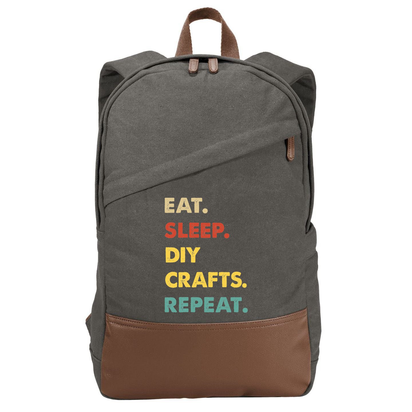 Eat Sleep Diycrafts Repeat Funny Diycrafts Lover Cotton Canvas Backpack