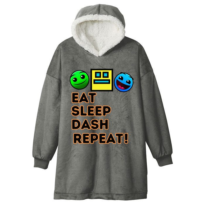 Eat Sleep Dash Repeat Video Game Geometry Hooded Wearable Blanket