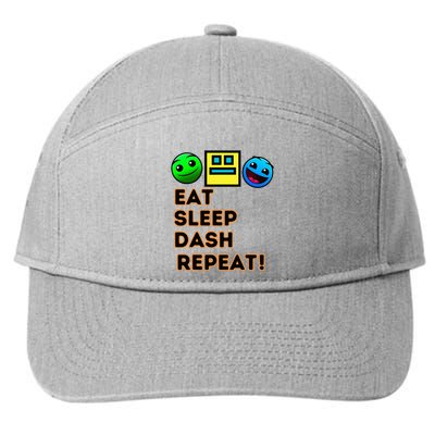 Eat Sleep Dash Repeat Video Game Geometry 7-Panel Snapback Hat