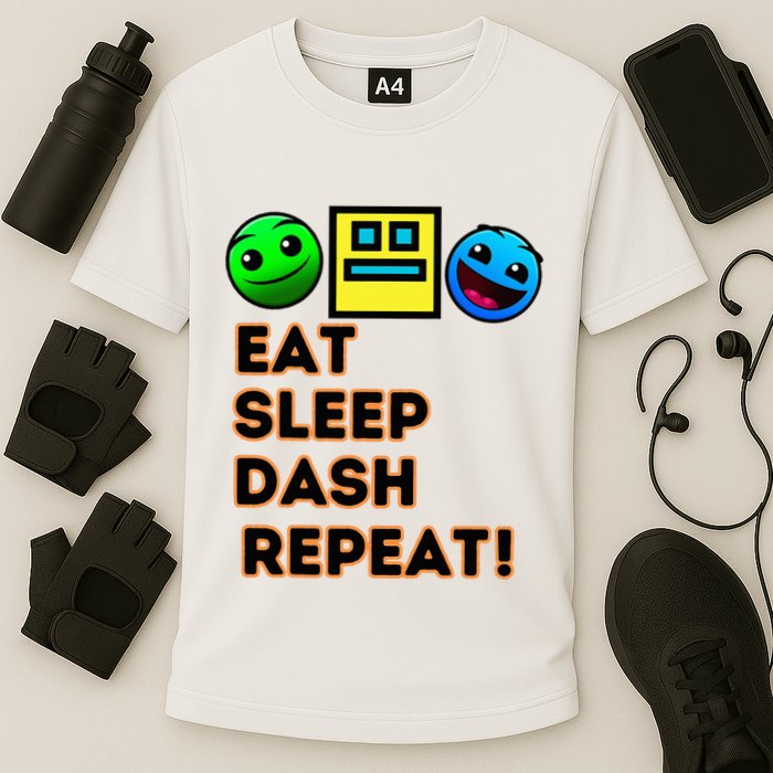 Eat Sleep Dash Repeat Video Game Geometry Performance Shirt