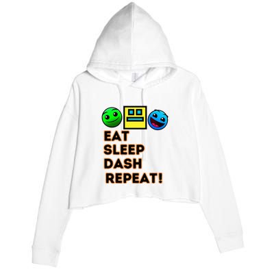 Eat Sleep Dash Repeat Video Game Geometry Crop Fleece Hoodie