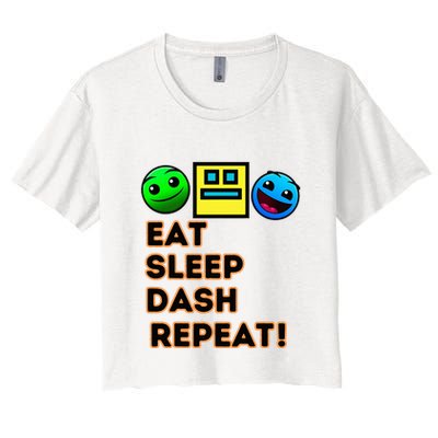 Eat Sleep Dash Repeat Video Game Geometry Crop Top