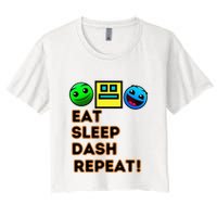 Eat Sleep Dash Repeat Video Game Geometry Crop Top