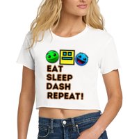 Eat Sleep Dash Repeat Video Game Geometry Crop Top