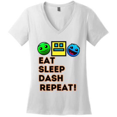 Eat Sleep Dash Repeat Video Game Geometry Women's V-Neck T-Shirt