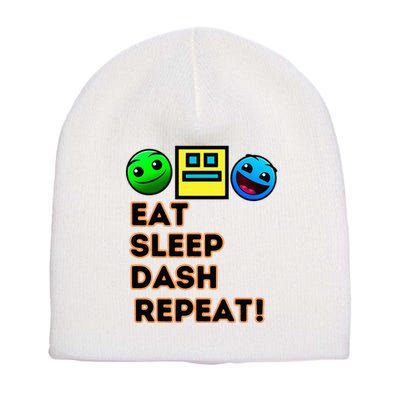 Eat Sleep Dash Repeat Video Game Geometry Short Acrylic Beanie