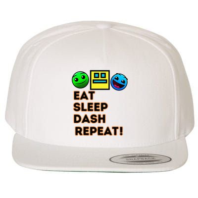 Eat Sleep Dash Repeat Video Game Geometry Wool Snapback Cap