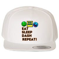 Eat Sleep Dash Repeat Video Game Geometry Wool Snapback Cap