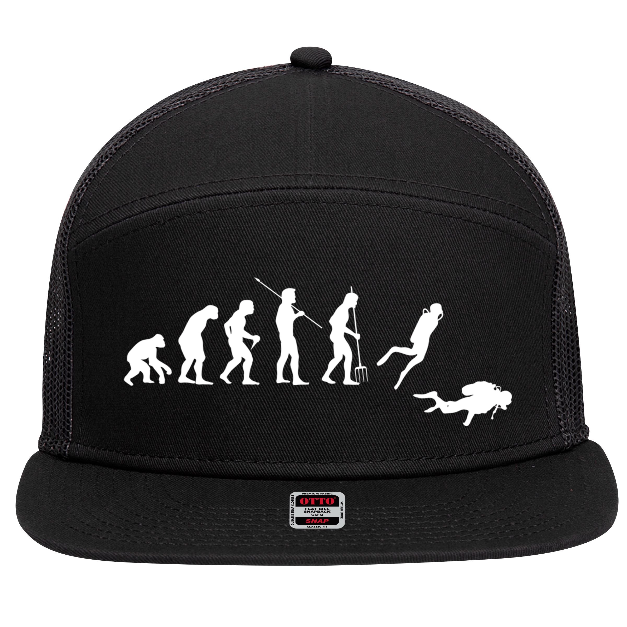 Evolution Scuba Diving Ocean Sea Diving Lover Scuba Diving Meaningful Gift 7 Panel Mesh Trucker Snapback Hat