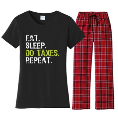 Eat Sleep Do Taxes Repeat Accountant Accounting Funny Cpa Women's Flannel Pajama Set