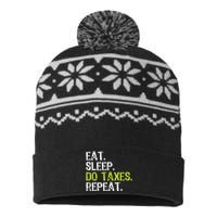 Eat Sleep Do Taxes Repeat Accountant Accounting Funny Cpa USA-Made Snowflake Beanie