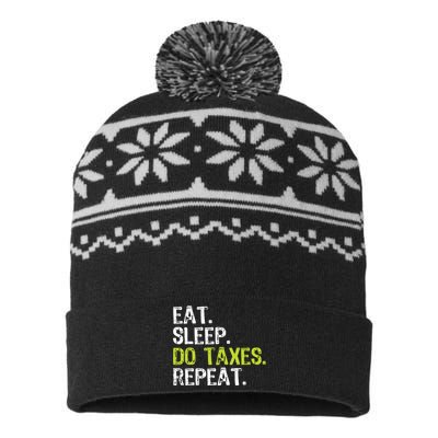 Eat Sleep Do Taxes Repeat Accountant Accounting Funny Cpa USA-Made Snowflake Beanie