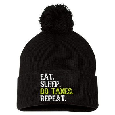 Eat Sleep Do Taxes Repeat Accountant Accounting Funny Cpa Pom Pom 12in Knit Beanie