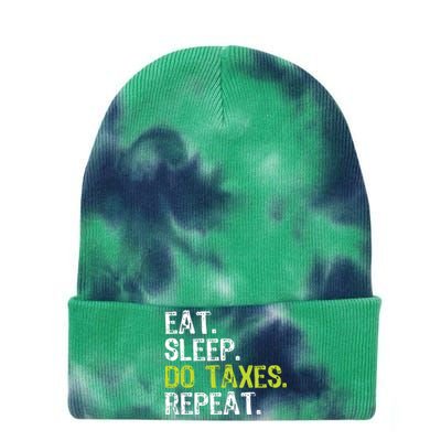 Eat Sleep Do Taxes Repeat Accountant Accounting Funny Cpa Tie Dye 12in Knit Beanie