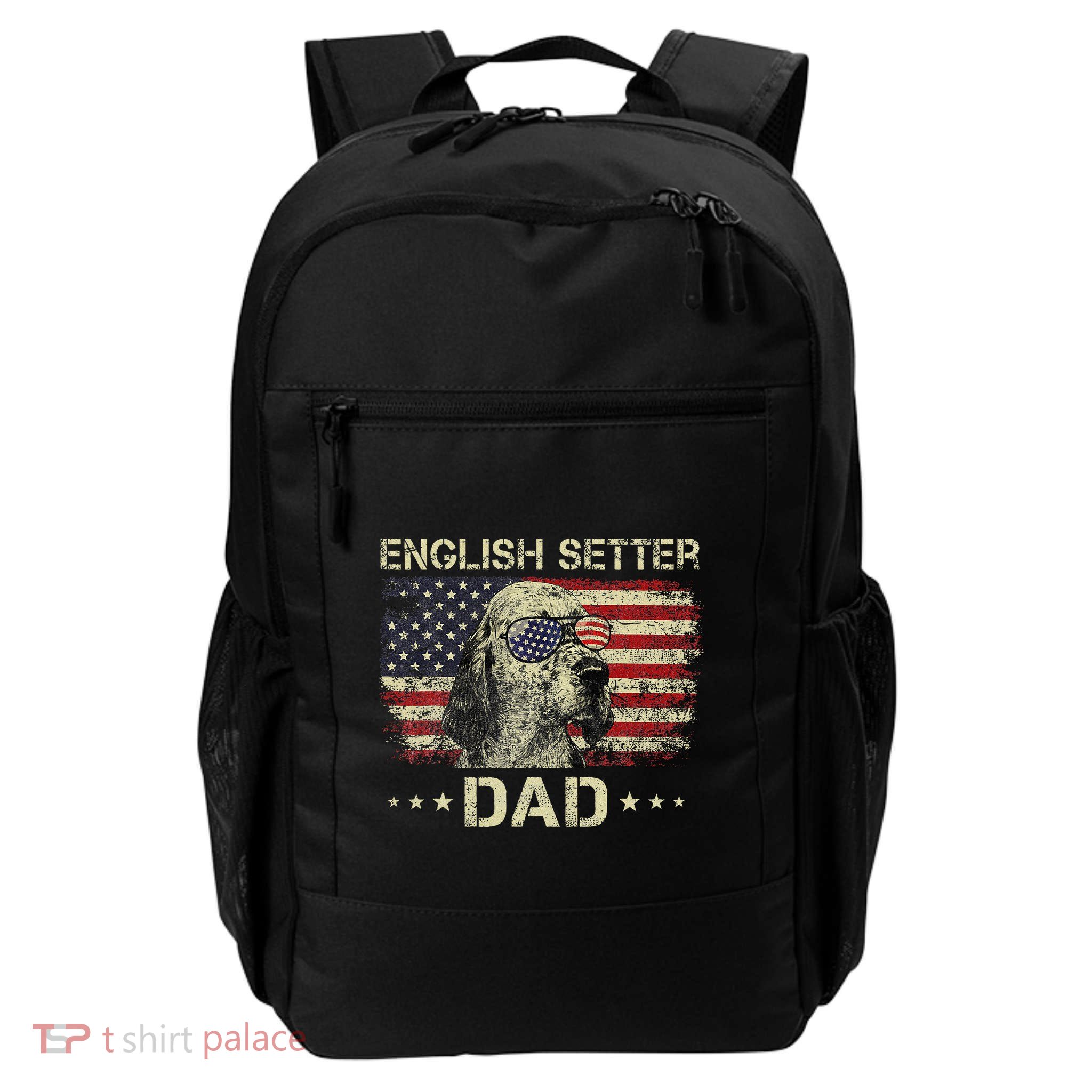 English Setter Dad Dog Lovers American Flag 4th Of July Daily Commute Backpack