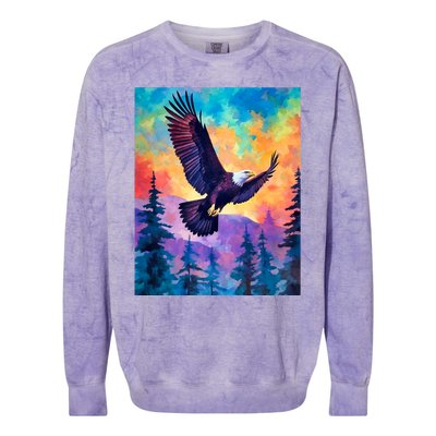 Eagle Spirit Designs Majestic Eagle Silhouette: Freedoms Colors Colorblast Crewneck Sweatshirt