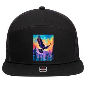 Eagle Spirit Designs Majestic Eagle Silhouette: Freedoms Colors 7 Panel Mesh Trucker Snapback Hat