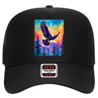 Eagle Spirit Designs Majestic Eagle Silhouette: Freedoms Colors High Crown Mesh Back Trucker Hat