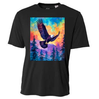 Eagle Spirit Designs Majestic Eagle Silhouette: Freedoms Colors Cooling Performance Crew T-Shirt