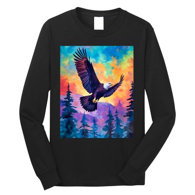 Eagle Spirit Designs Majestic Eagle Silhouette: Freedoms Colors Long Sleeve Shirt