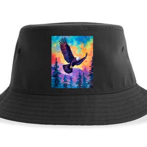 Eagle Spirit Designs Majestic Eagle Silhouette: Freedoms Colors Sustainable Bucket Hat