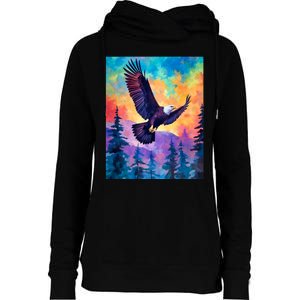 Eagle Spirit Designs Majestic Eagle Silhouette: Freedoms Colors Womens Funnel Neck Pullover Hood