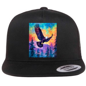 Eagle Spirit Designs Majestic Eagle Silhouette: Freedoms Colors Flat Bill Trucker Hat