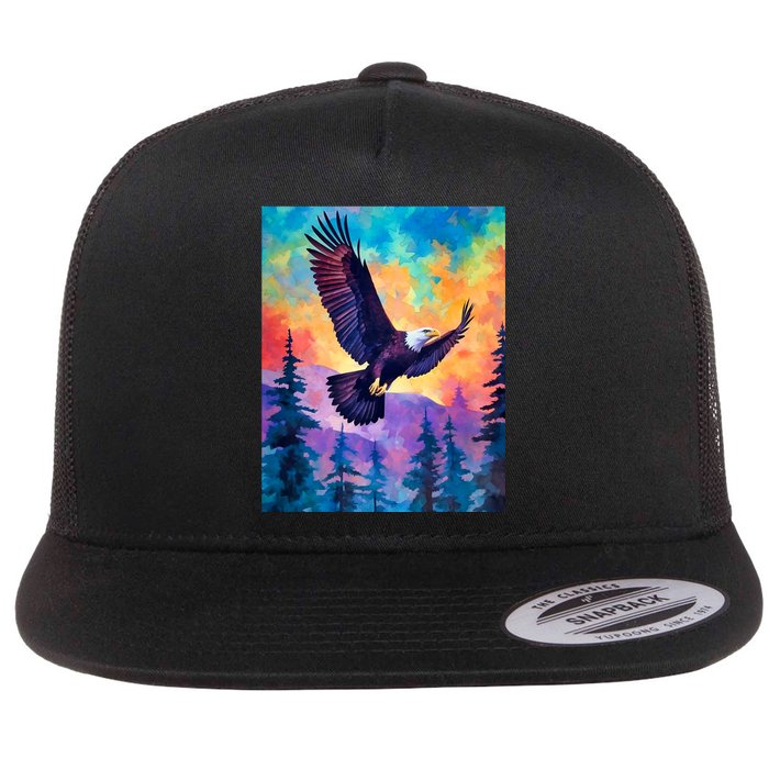 Eagle Spirit Designs Majestic Eagle Silhouette: Freedoms Colors Flat Bill Trucker Hat