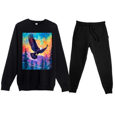 Eagle Spirit Designs Majestic Eagle Silhouette: Freedoms Colors Premium Crewneck Sweatsuit Set