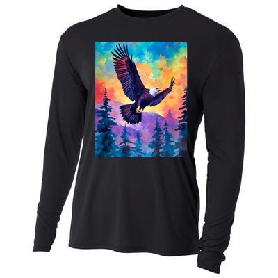 Eagle Spirit Designs Majestic Eagle Silhouette: Freedoms Colors Cooling Performance Long Sleeve Crew