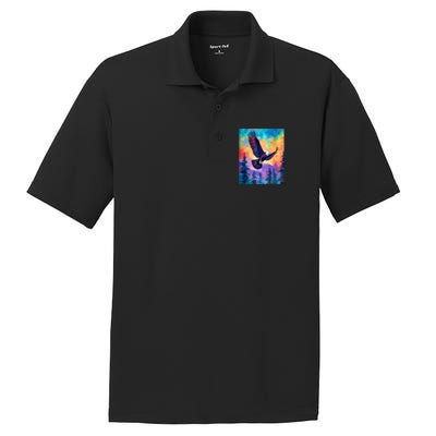 Eagle Spirit Designs Majestic Eagle Silhouette: Freedoms Colors PosiCharge RacerMesh Polo