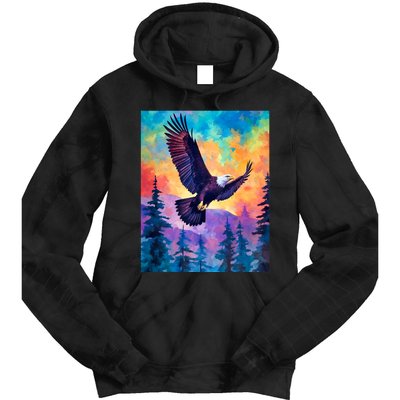 Eagle Spirit Designs Majestic Eagle Silhouette: Freedoms Colors Tie Dye Hoodie