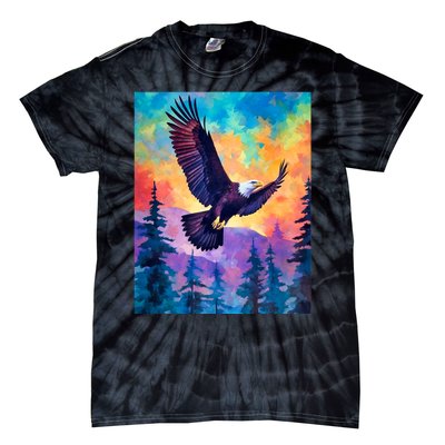 Eagle Spirit Designs Majestic Eagle Silhouette: Freedoms Colors Tie-Dye T-Shirt