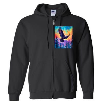 Eagle Spirit Designs Majestic Eagle Silhouette: Freedoms Colors Full Zip Hoodie