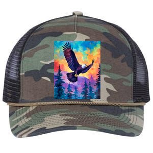 Eagle Spirit Designs Majestic Eagle Silhouette: Freedoms Colors Retro Rope Trucker Hat Cap