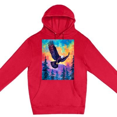 Eagle Spirit Designs Majestic Eagle Silhouette: Freedoms Colors Premium Pullover Hoodie